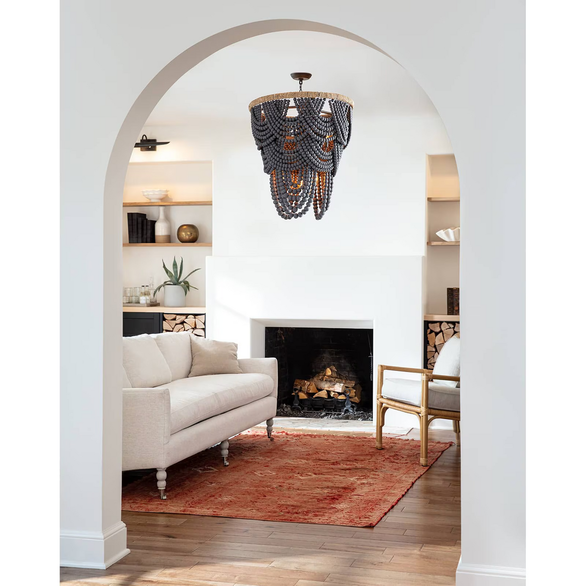 Willara Grey Wood Bead Chandelier - view 8