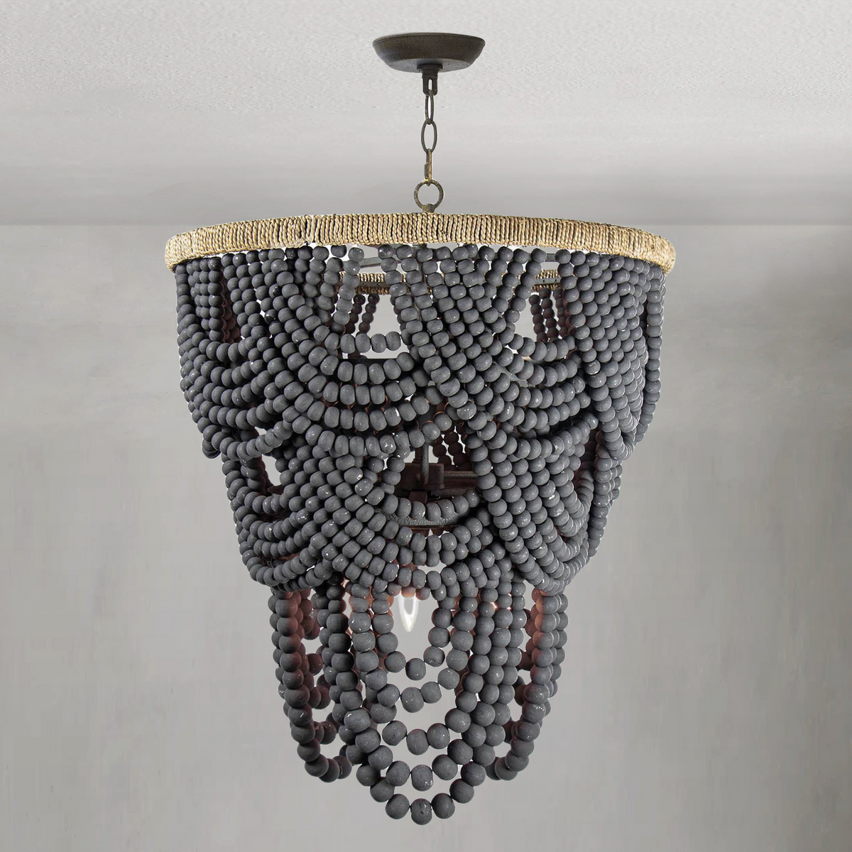 Willara Grey Wood Bead Chandelier - view 2
