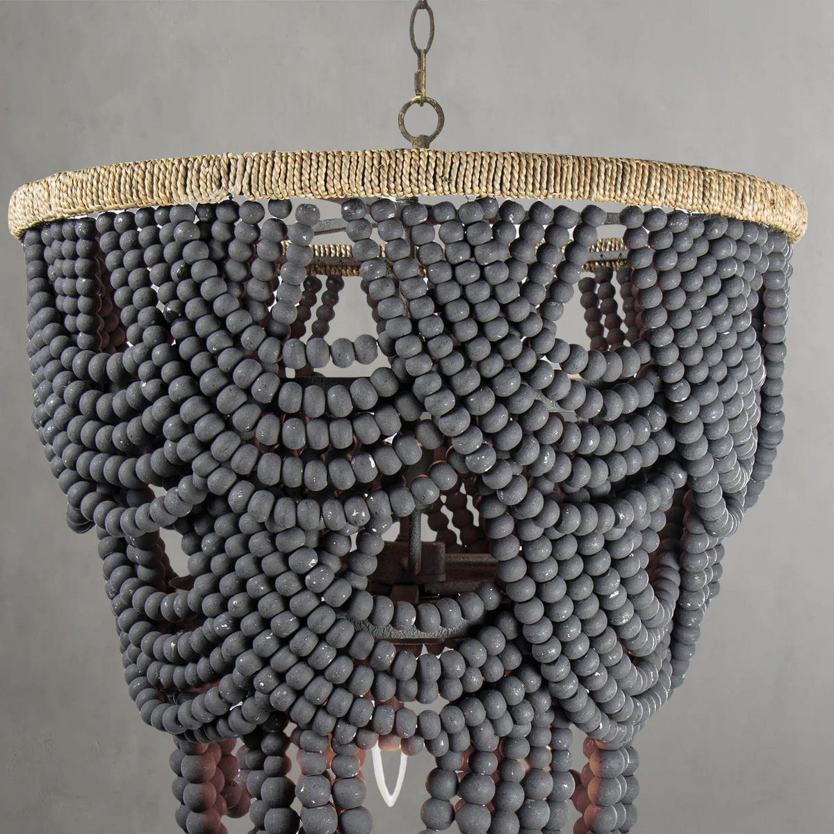 Willara Grey Wood Bead Chandelier - view 4