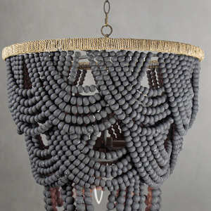 Willara Grey Wood Bead Chandelier - view 4