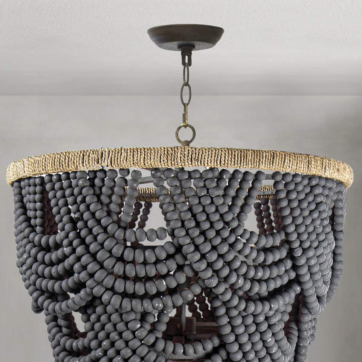 Willara Grey Wood Bead Chandelier - view 5