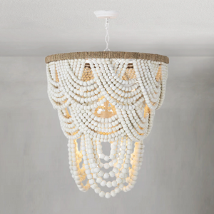 Willara White Wood Bead Chandelier