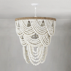 Willara White Wood Bead Chandelier - view 2