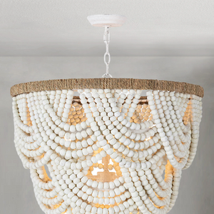 Willara White Wood Bead Chandelier - view 3