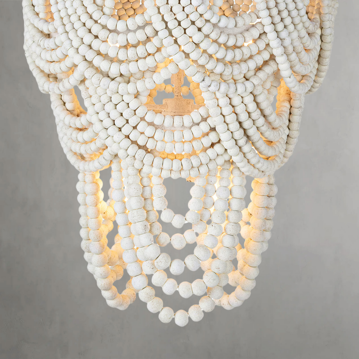 Willara White Wood Bead Chandelier - view 4
