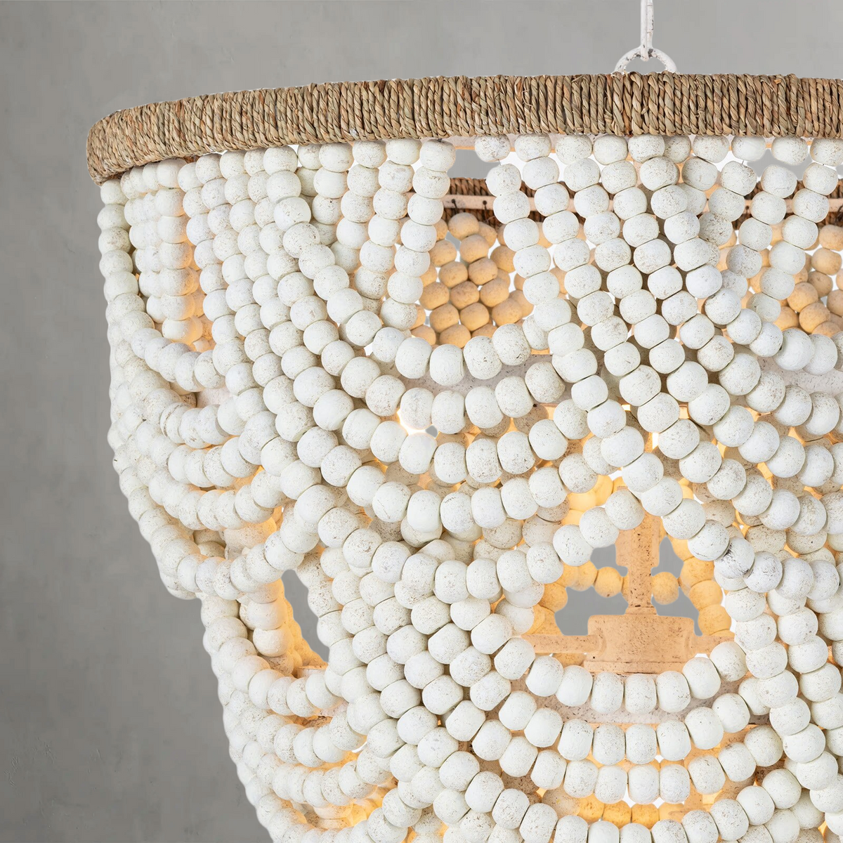 Willara White Wood Bead Chandelier - view 5