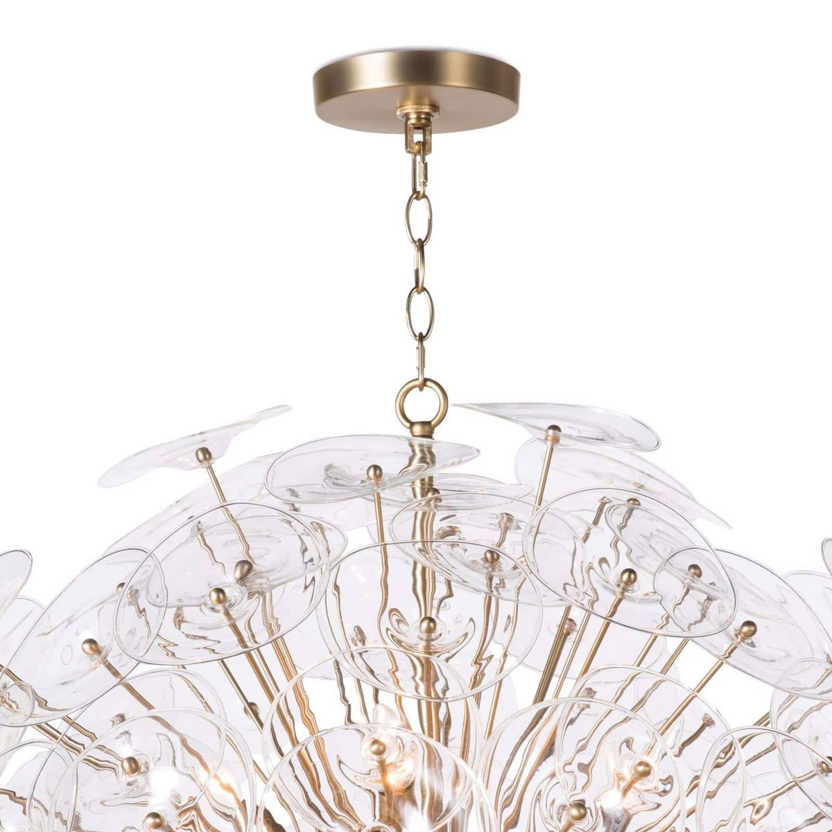 Polara Brass Glass Chandelier Large, in natural brass - view 2