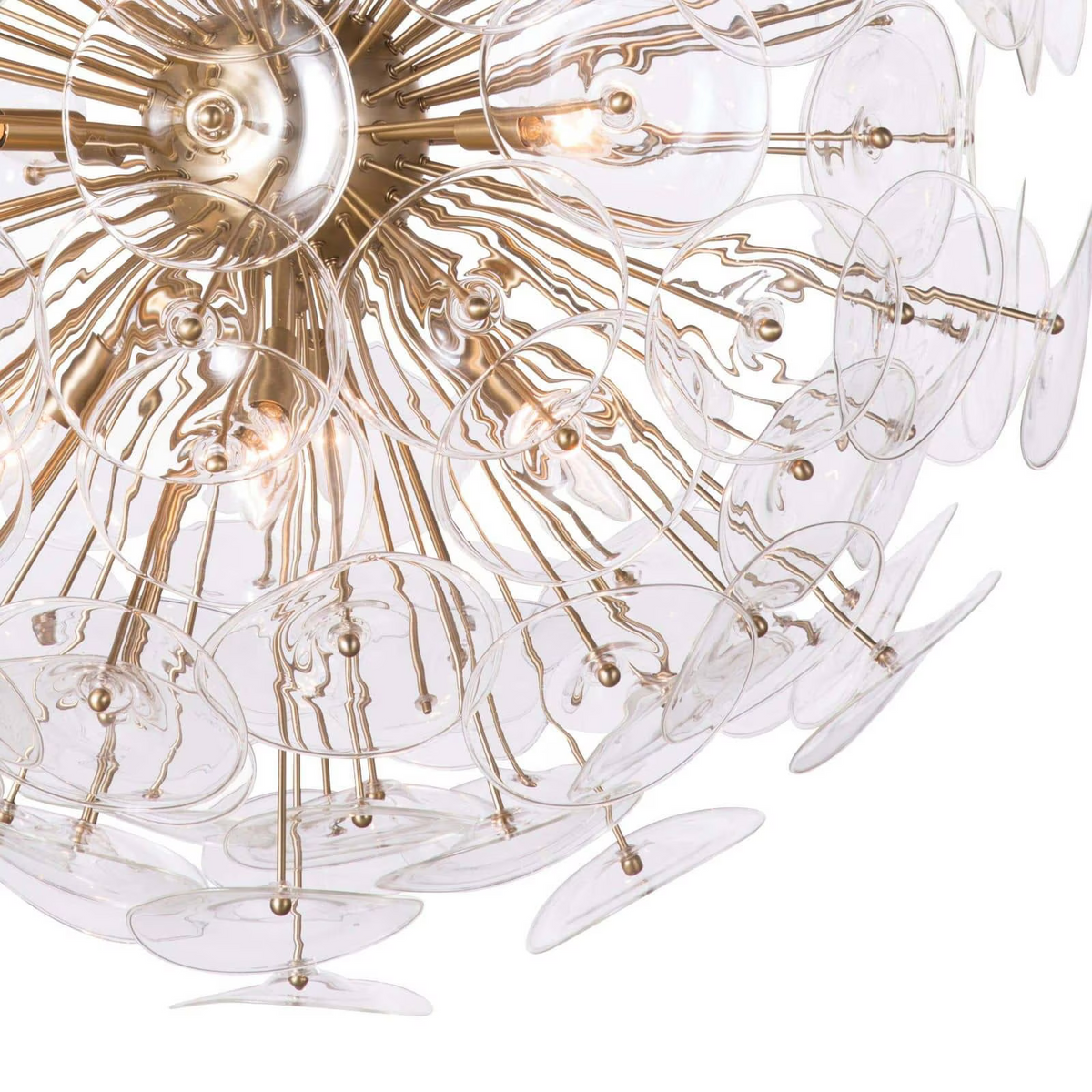 Polara Brass Glass Chandelier Large, in natural brass - view 4