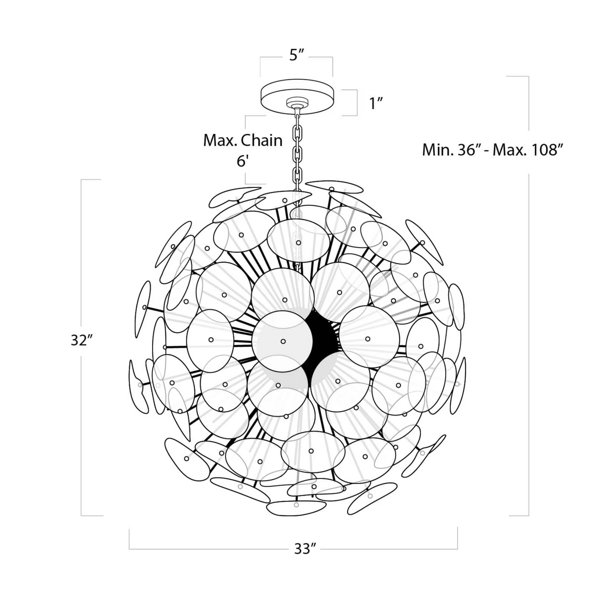 Polara Brass Glass Chandelier Large, in natural brass - view 10