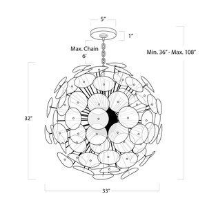 Polara Brass Glass Chandelier Large, in natural brass - view 10