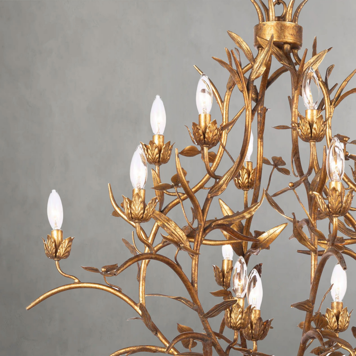 Fernith Chandelier, steel in antique gold leaf - view 3