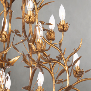 Fernith Chandelier, steel in antique gold leaf - view 5
