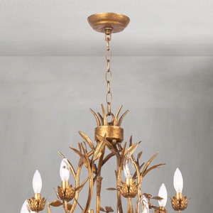 Fernith Chandelier, steel in antique gold leaf - view 6