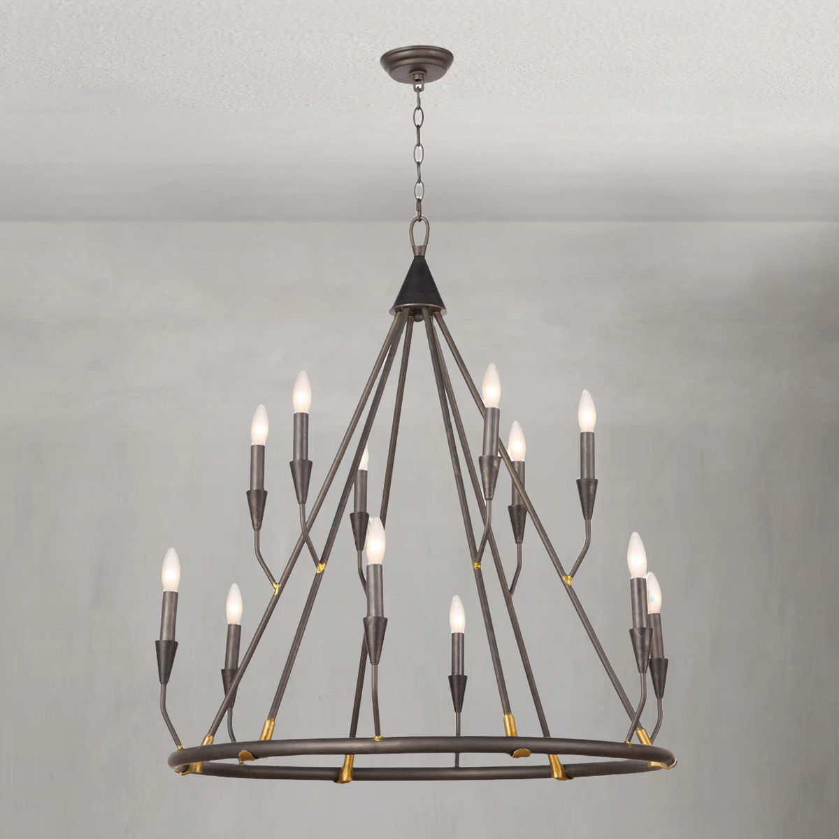 Zinnelle Chandelier, steel in blackened steel