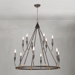 Zinnelle Chandelier, steel in blackened steel