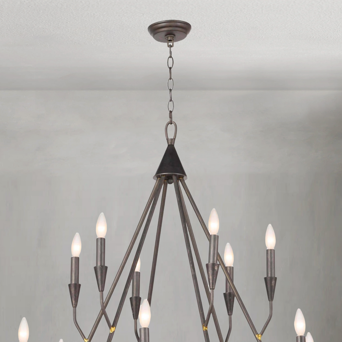 Zinnelle Chandelier, steel in blackened steel - view 2