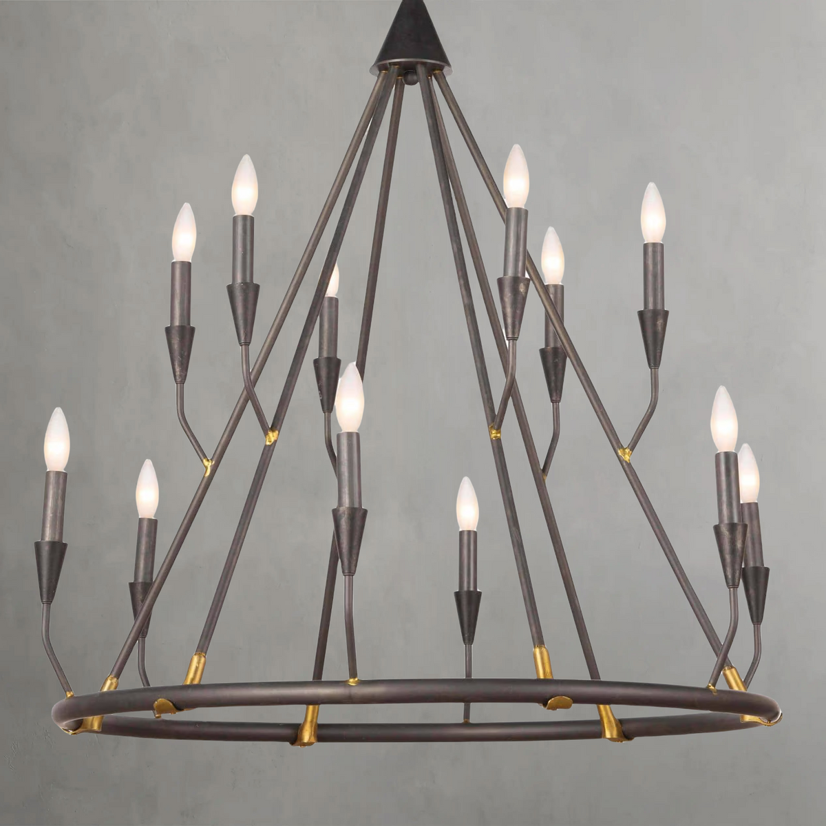 Zinnelle Chandelier, steel in blackened steel - view 3