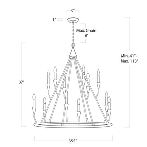 Zinnelle Chandelier, steel in blackened steel - view 9