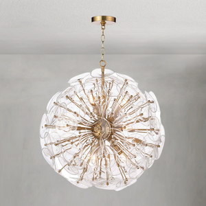 Polara Glass Chandelier Small, in natural brass