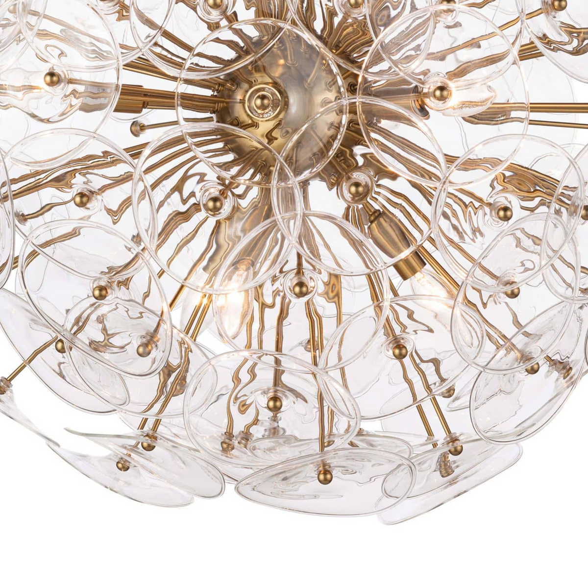 Polara Glass Chandelier Small, in natural brass - view 4