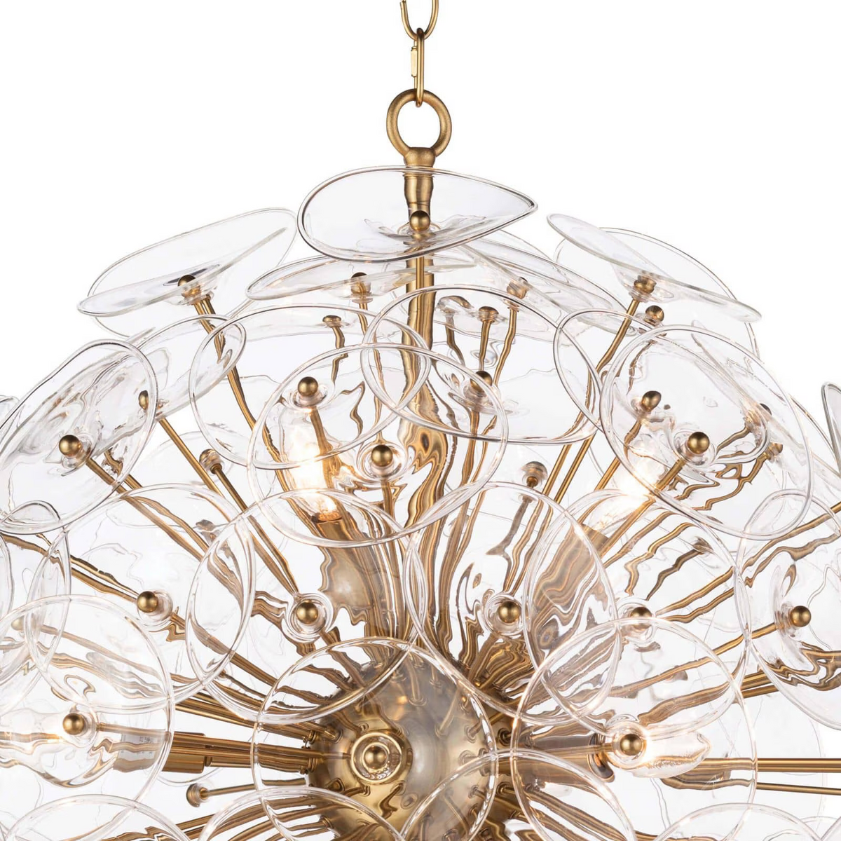 Polara Glass Chandelier Small, in natural brass - view 5
