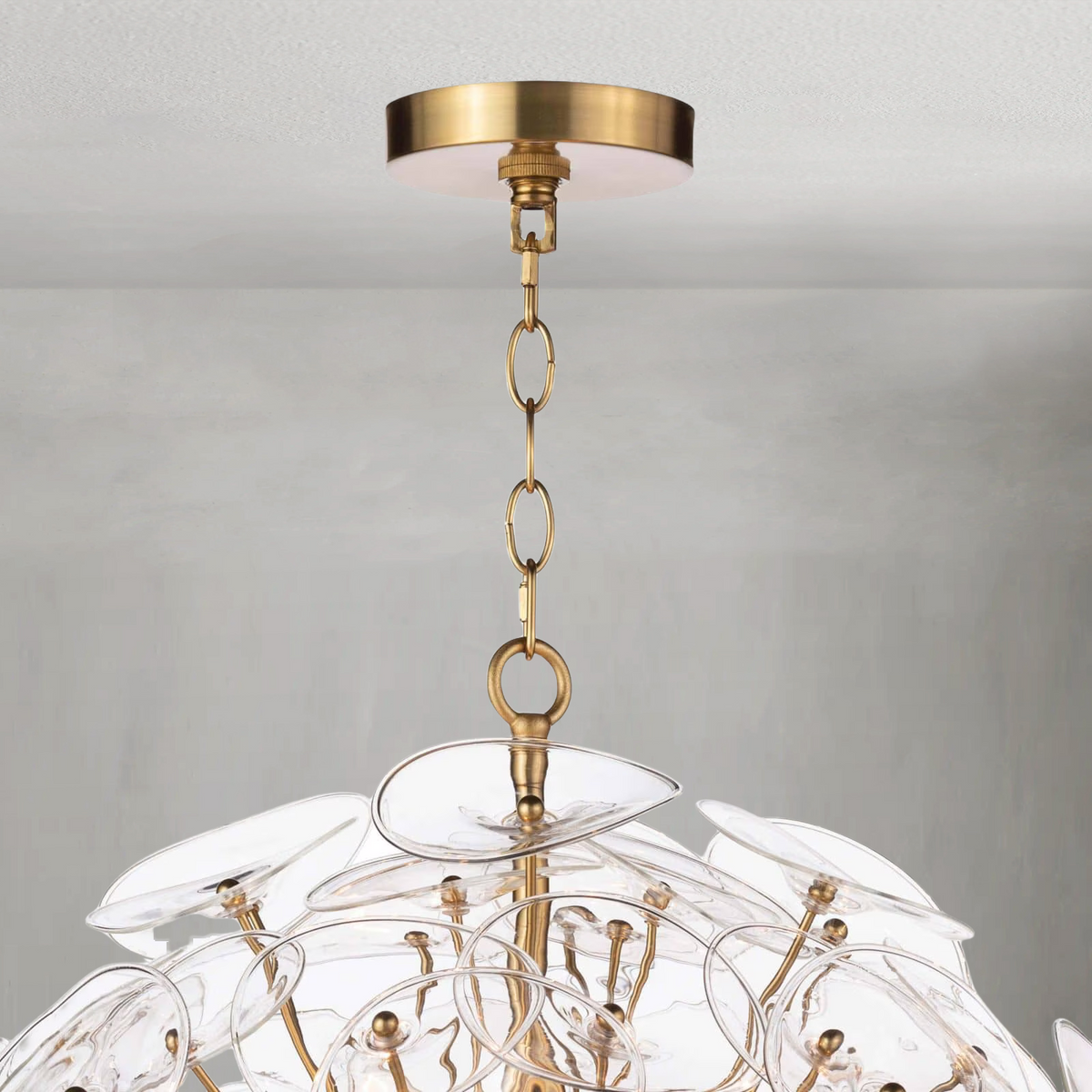 Polara Glass Chandelier Small, in natural brass - view 3
