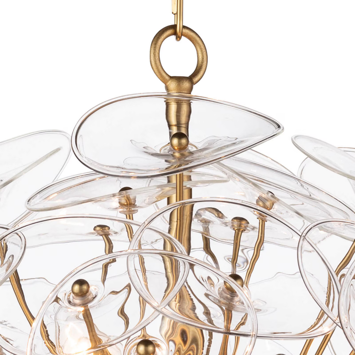 Polara Glass Chandelier Small, in natural brass - view 7