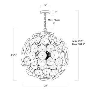 Polara Glass Chandelier Small, in natural brass - view 8