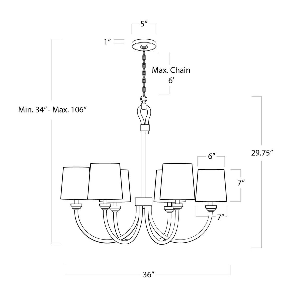 Marina Light  Chandelier Small, in natural - view 5