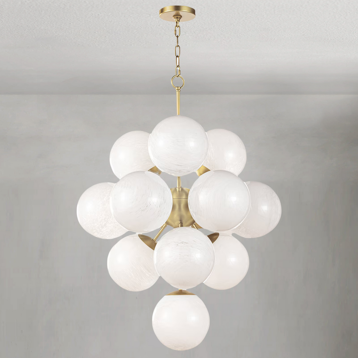 Oceara Chandelier, glass in natural brass - view 2