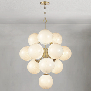 Oceara Chandelier, glass in natural brass