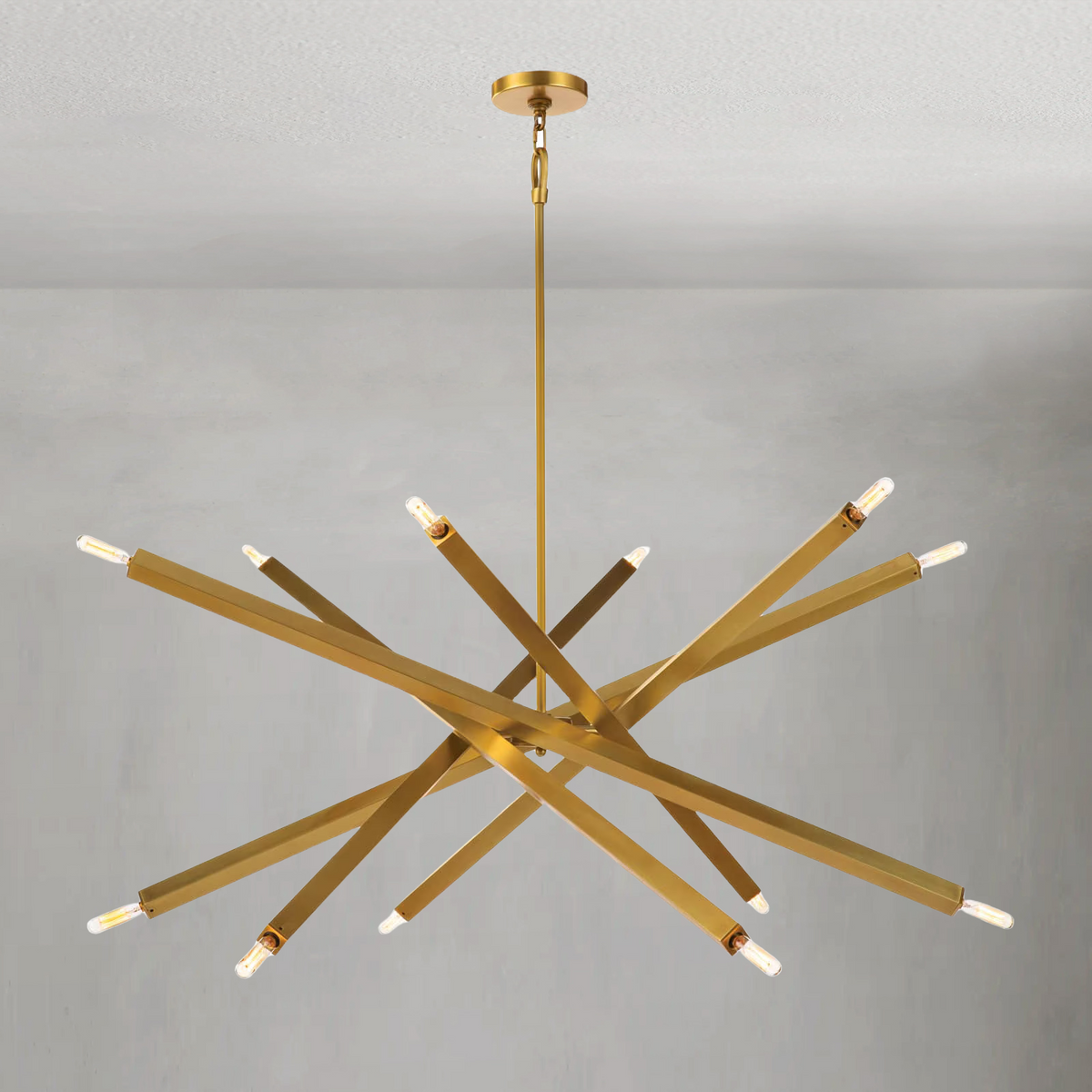 Verith Chandelier, steel in natural brass
