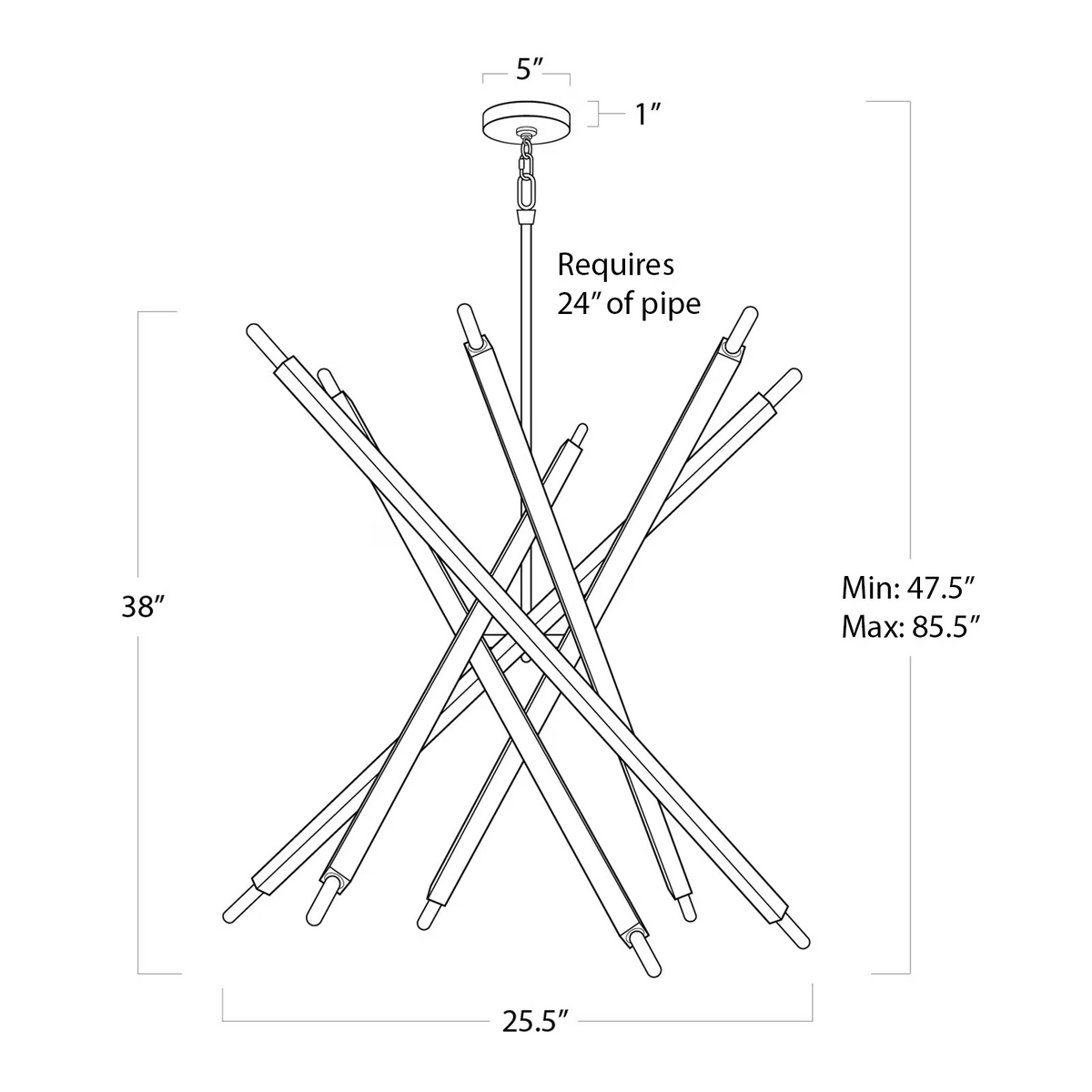 Verith Chandelier, steel in natural brass - view 28