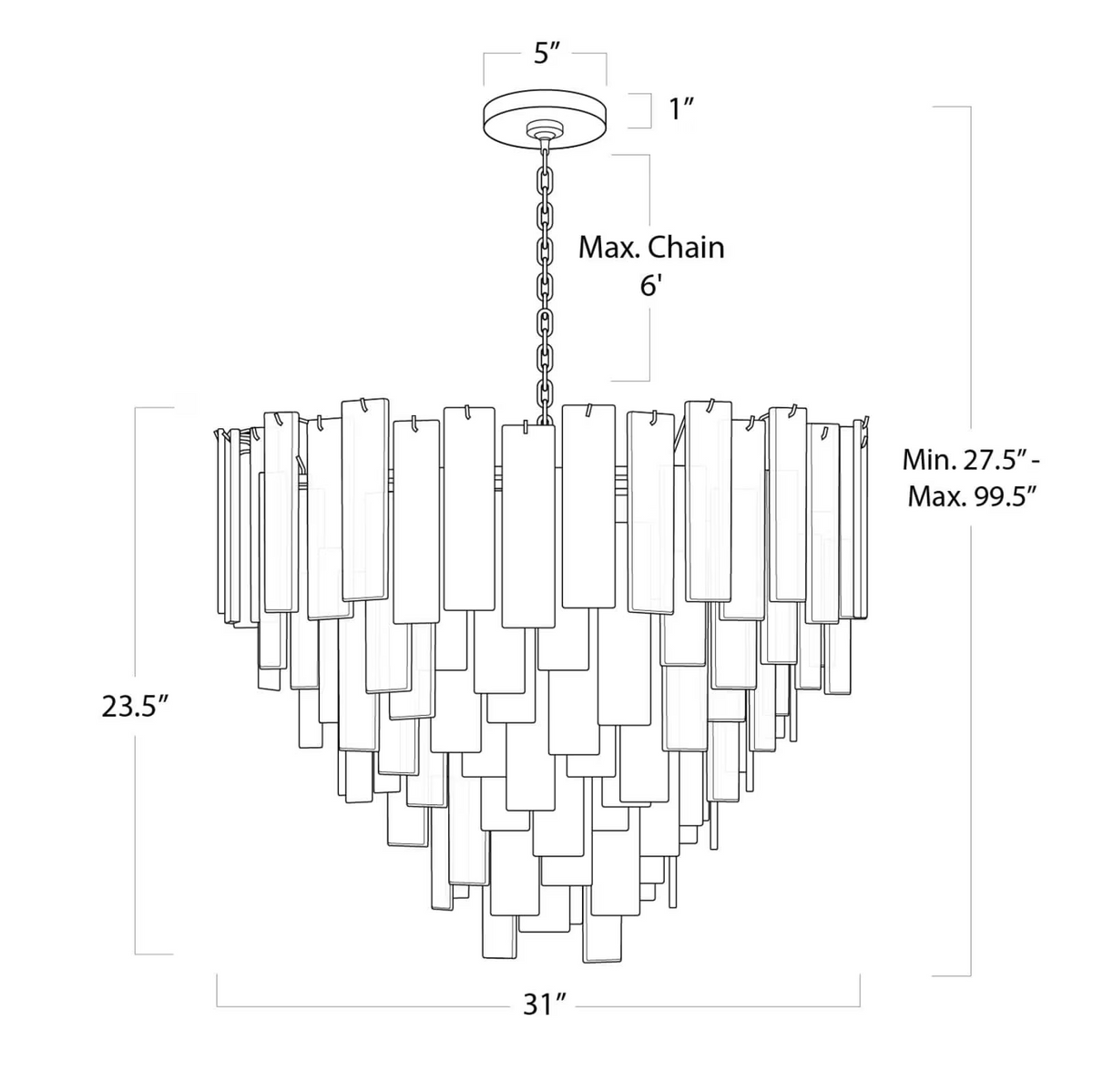 Tidelle Nickel Clear Glass Chandelier Large - view 7