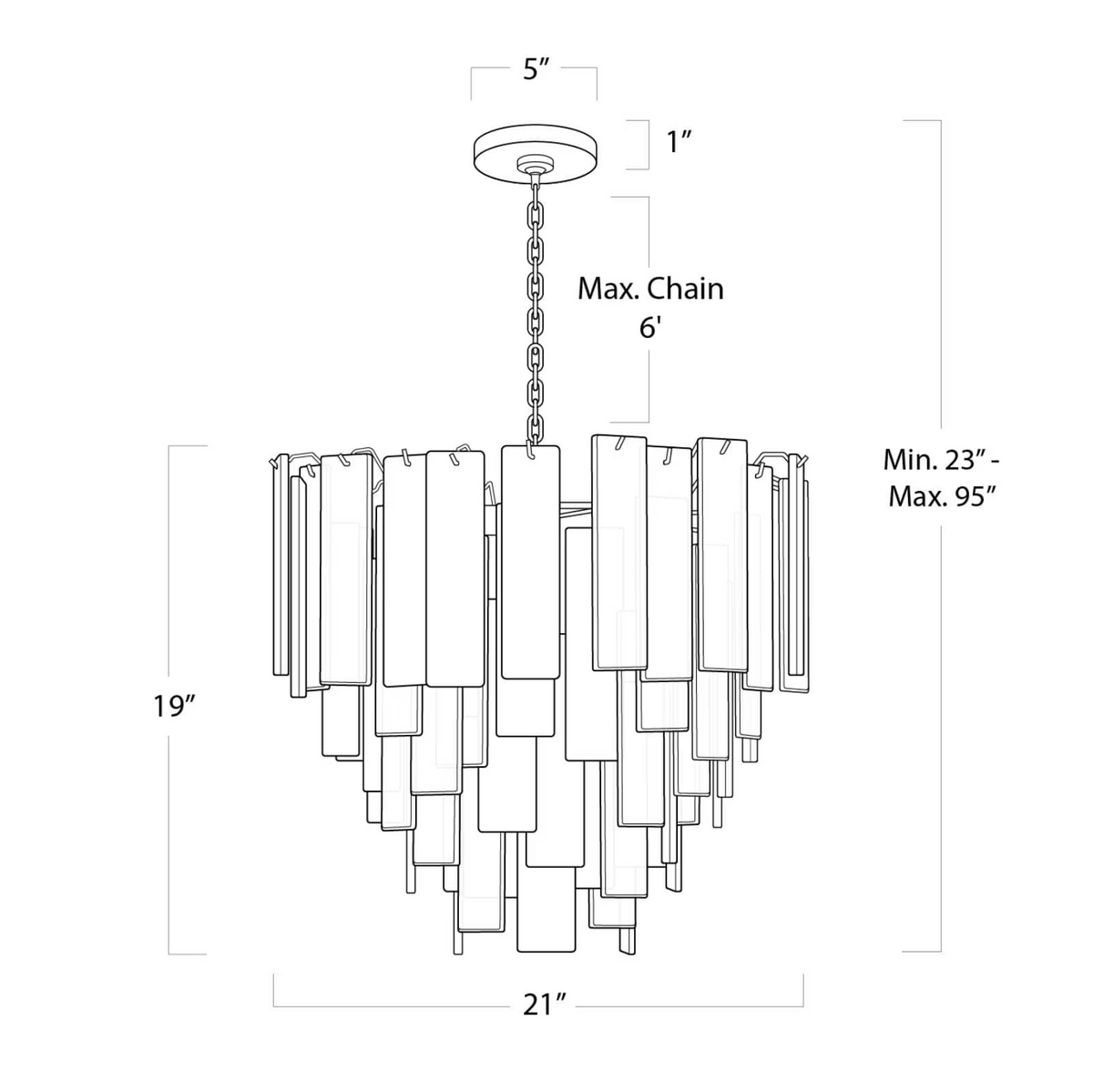 Tidelle Brass Clear Glass Chandelier Small - view 8