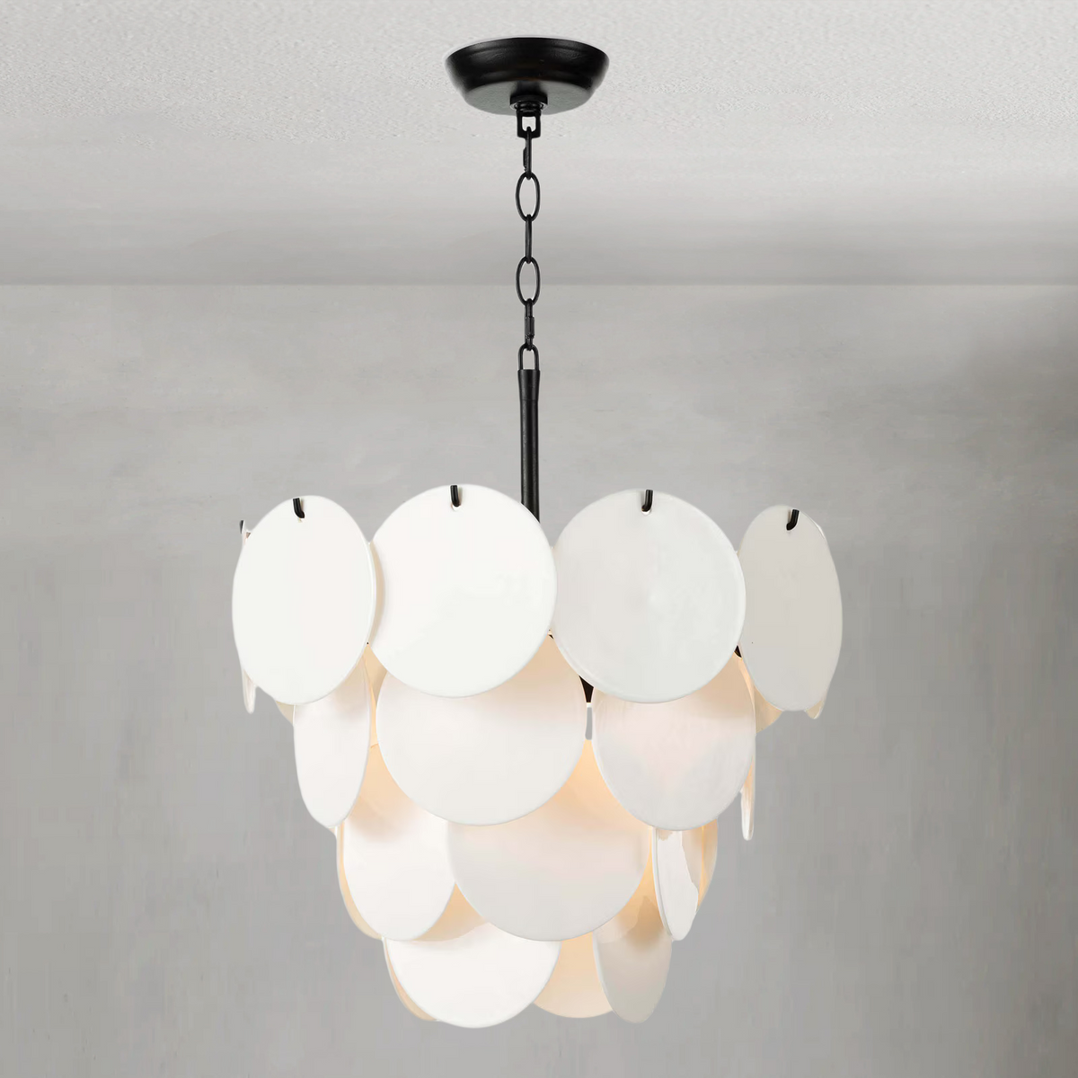 Callith Chandelier, glass in white - view 2
