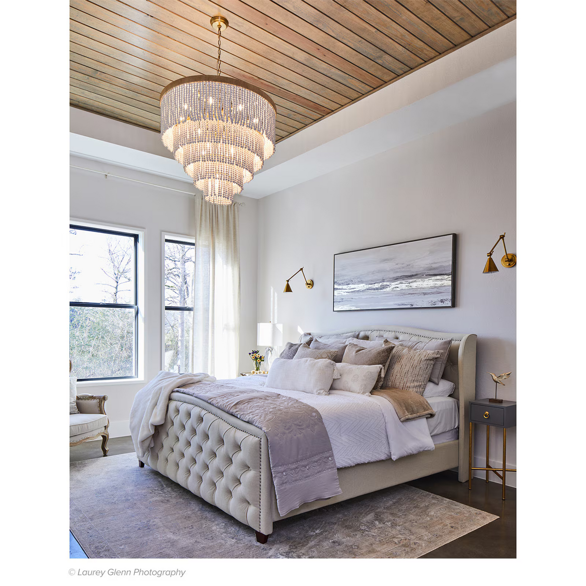 Ocearis Chandelier, wood in white - view 6