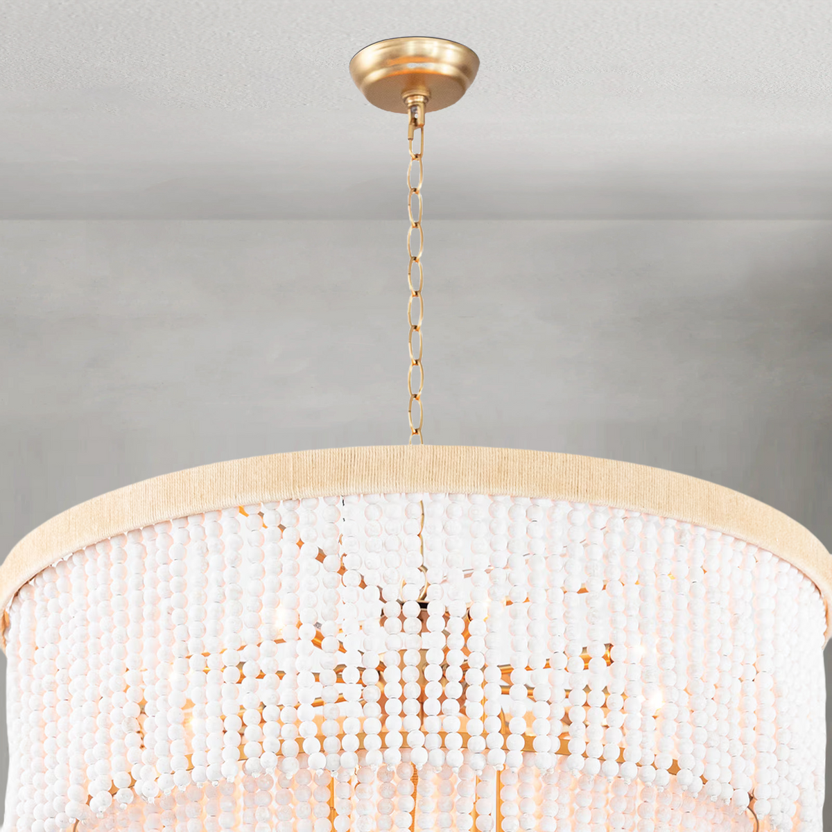 Ocearis Chandelier, wood in white - view 2