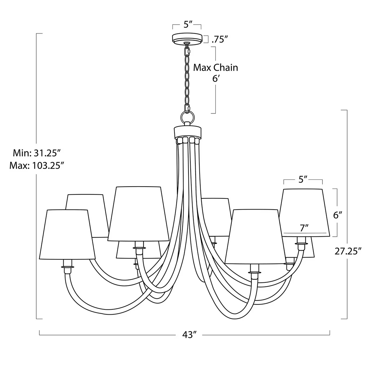 Tidelle Chandelier, in natural - view 7