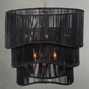 Valmont Black Rattan Chandelier - view 3