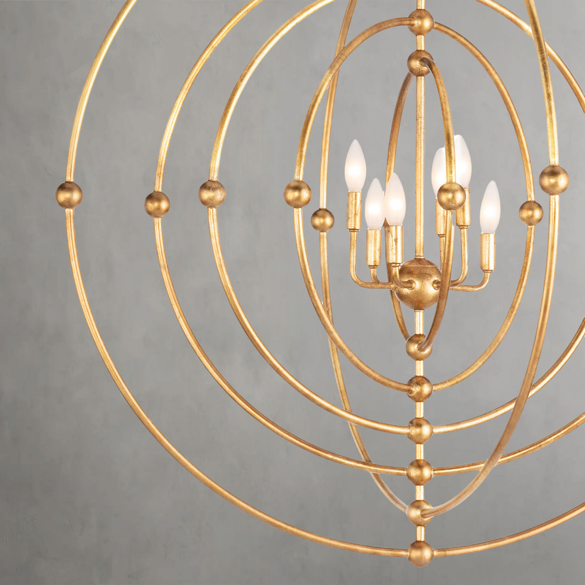 Solivra Chandelier Sphere, steel in antique gold leaf - view 5