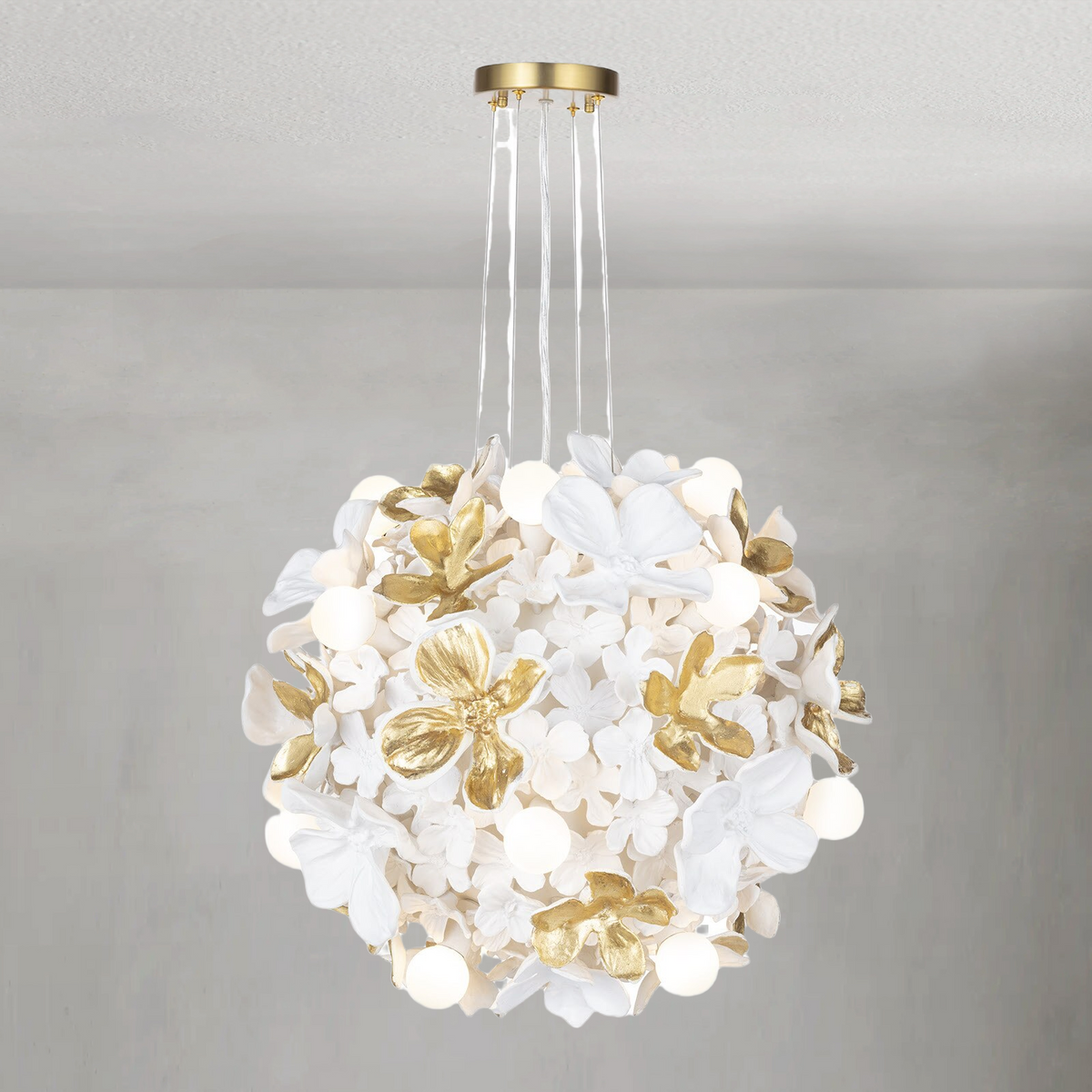 Junara Chandelier, resin in white