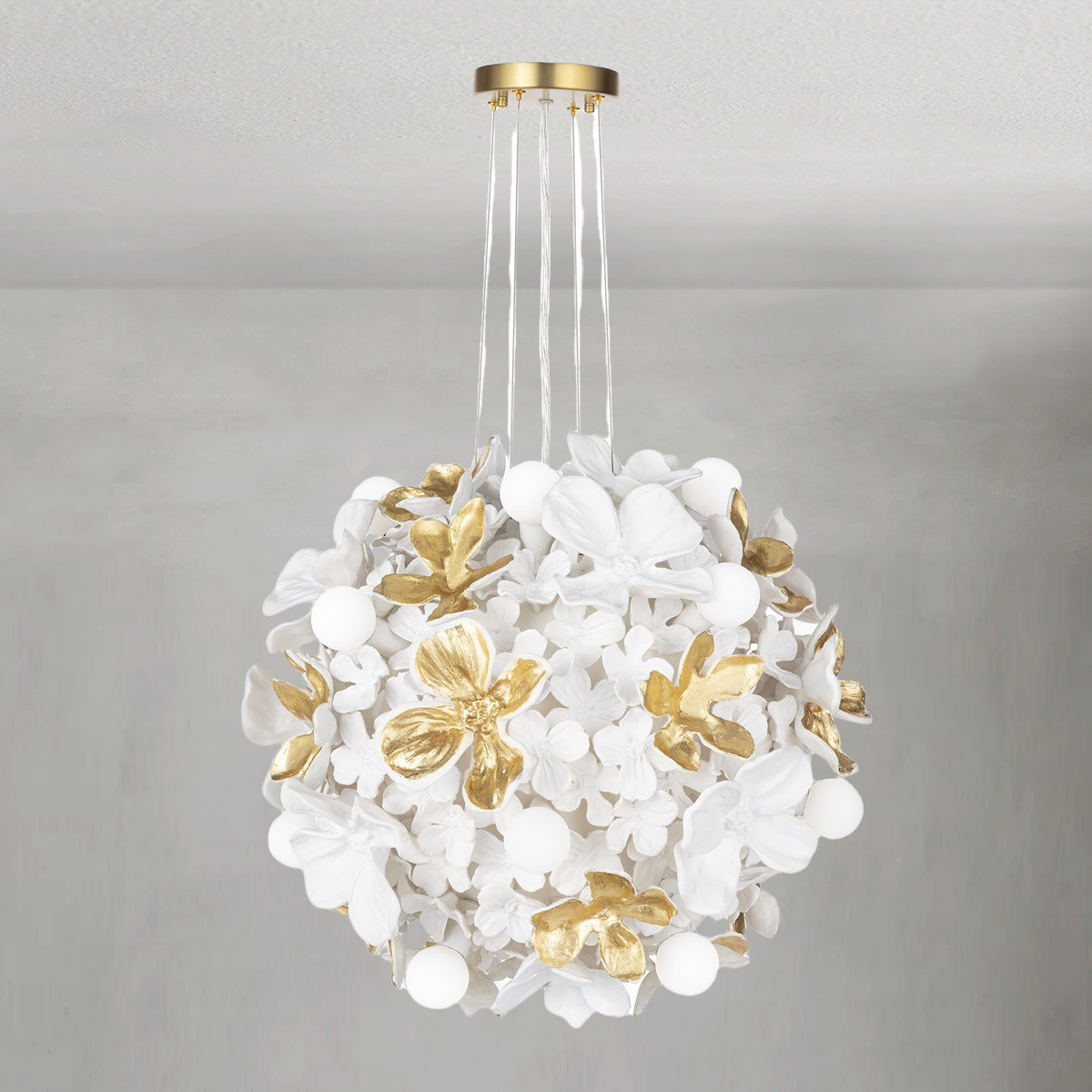Junara Chandelier, resin in white - view 2
