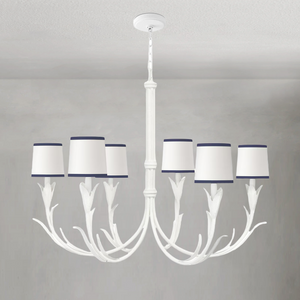 Fontara Dark Blue Reed Chandelier, steel in white