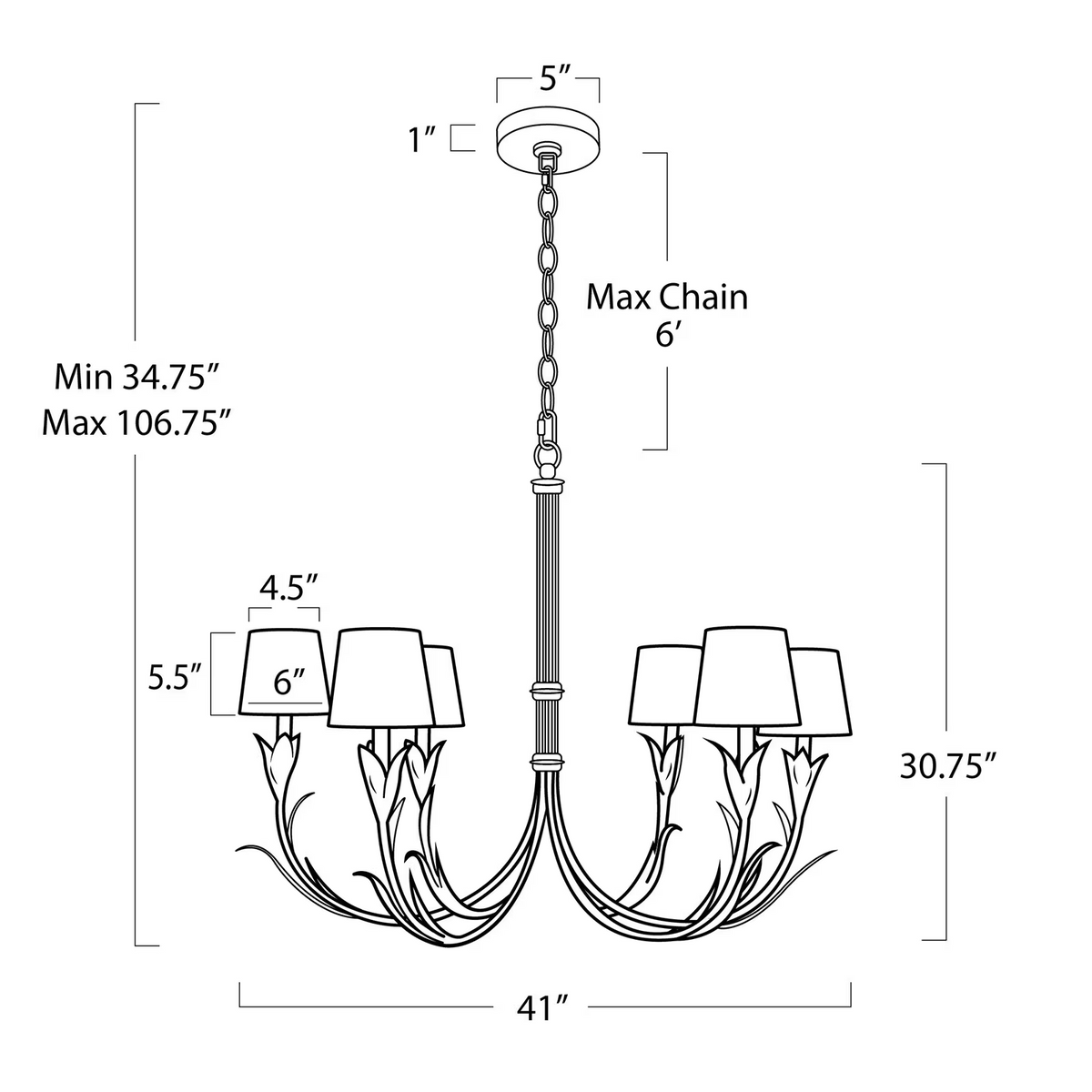 Fontara White Reed Chandelier, steel - view 6