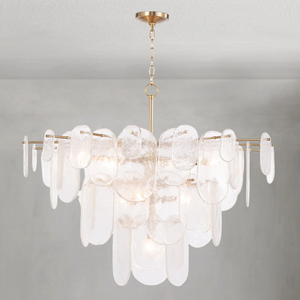 Lyrica Chandelier, glass in polished nickel