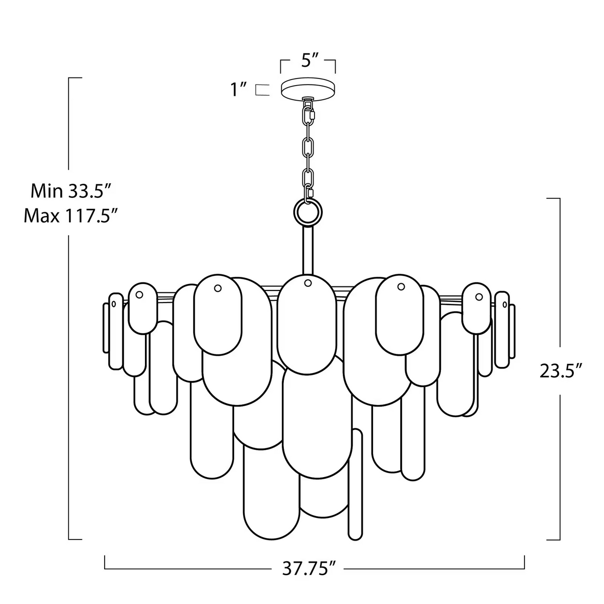 Lyrica Chandelier, glass in polished nickel - view 10