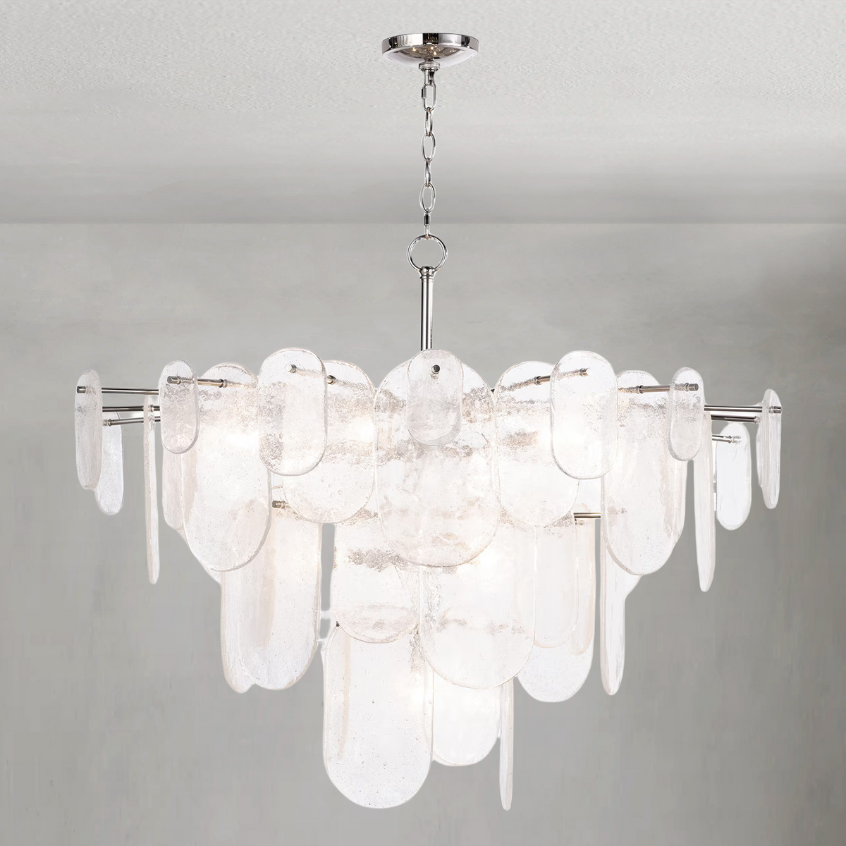 Lyrica Chandelier, glass in polished nickel - view 6