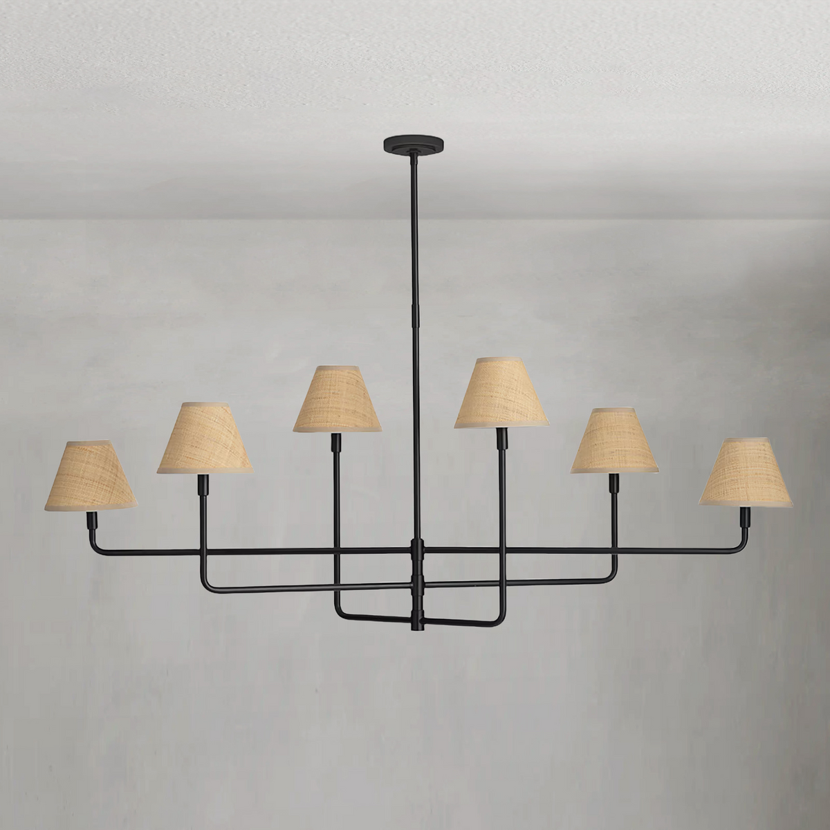 Polara Rattan Chandelier in Blackened Brass
