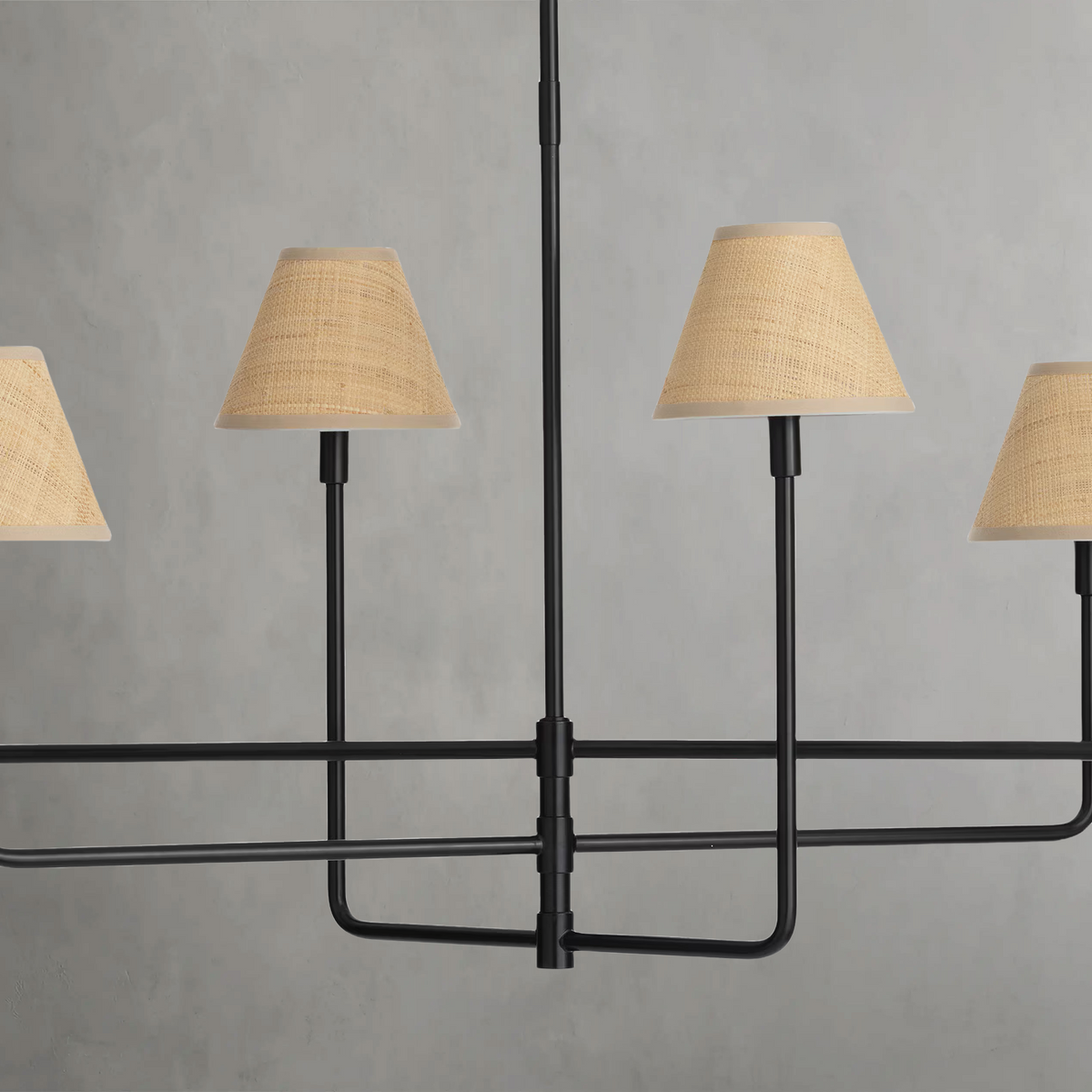 Polara Rattan Chandelier in Blackened Brass - view 2